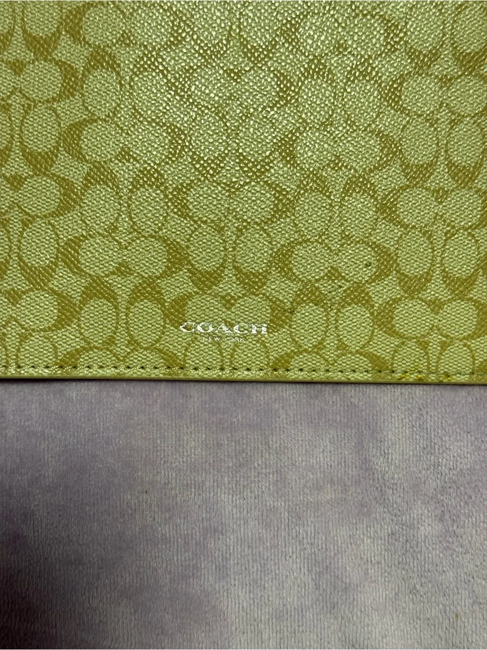 Coach Signature C Beige Gold Coated Canvas Zip Pouch Wallet